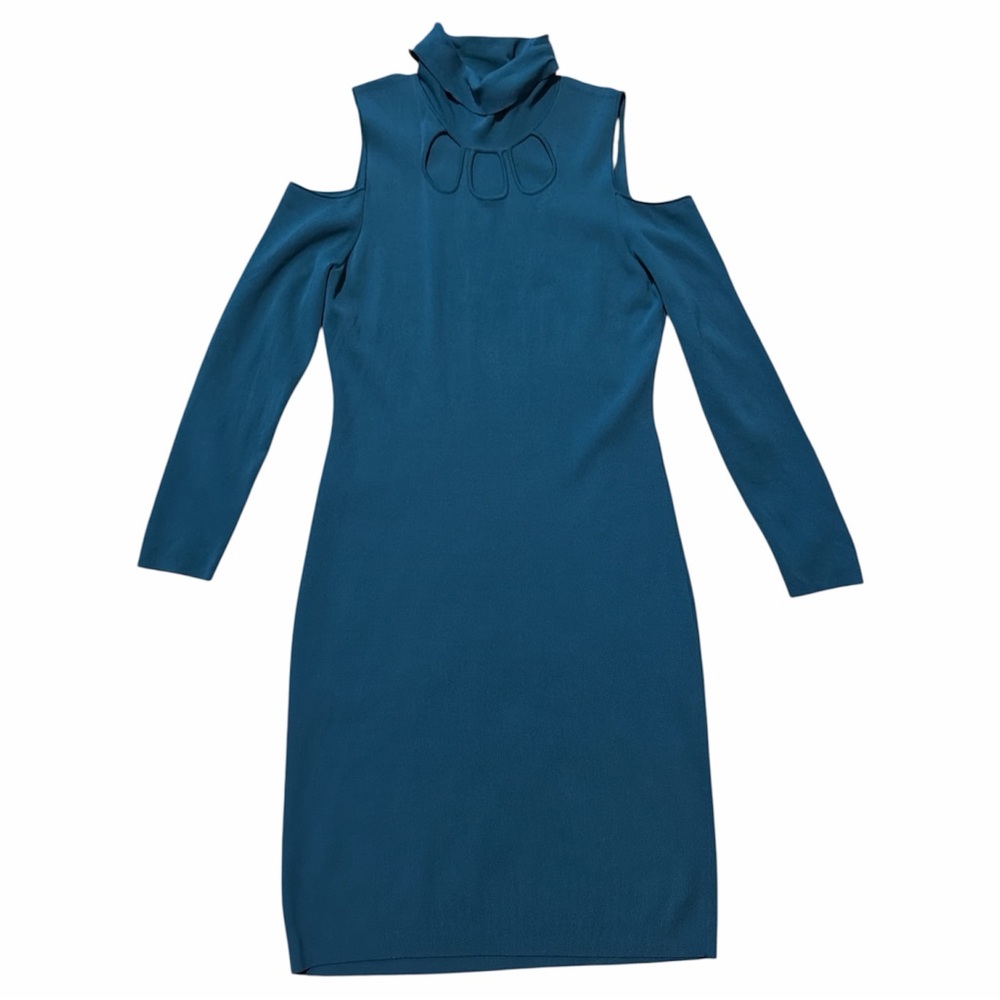 Calvin Klein Fine Knit Mock Neck,Cold Shoulder Midi Dress Business Casual L
